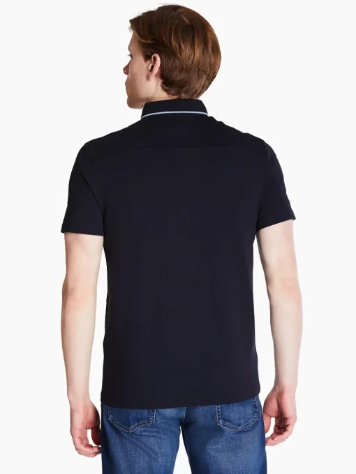 AX ARMANI Chest Round Logo Polo - Navy