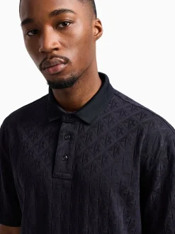 AX ARMANI Mercerized Cotton Polo - Navy