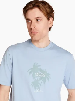 AX ARMANI Palm Tree T-Shirt - Blue