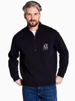AX ARMANI Quarter Zip Sweatshirt - Navy