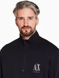 AX ARMANI Quarter Zip Sweatshirt - Navy