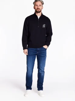 AX ARMANI Quarter Zip Sweatshirt - Navy