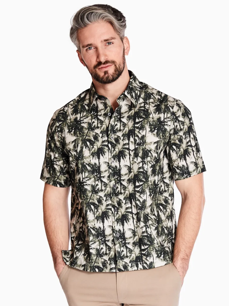 AX ARMANI Resort Short Sleeve Shirt - Stone