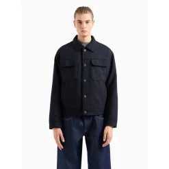 AX ARMANI Wool Bomber Jacket - Navy