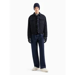 AX ARMANI Wool Bomber Jacket - Navy