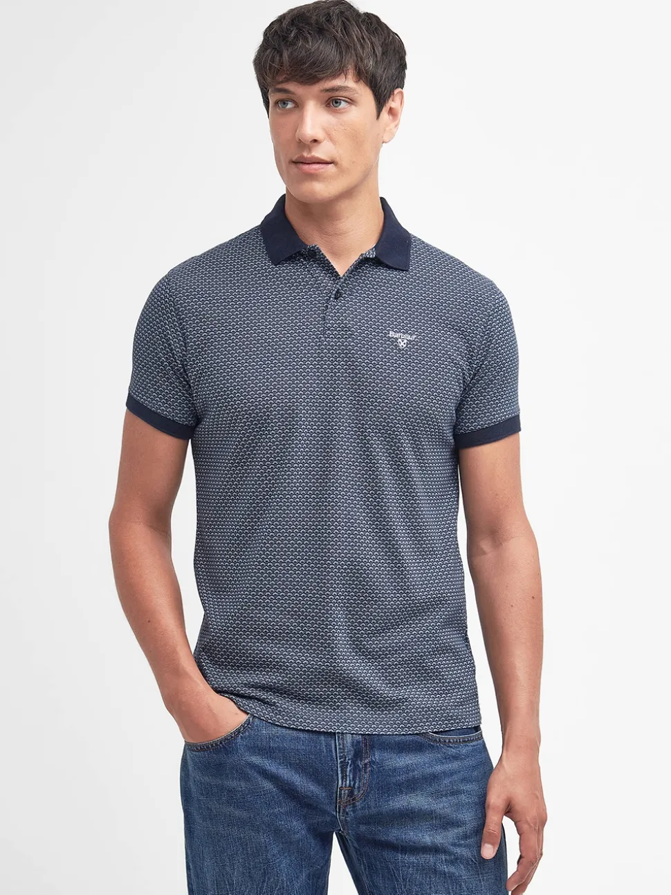 Barbour Shell Printed Polo - Navy