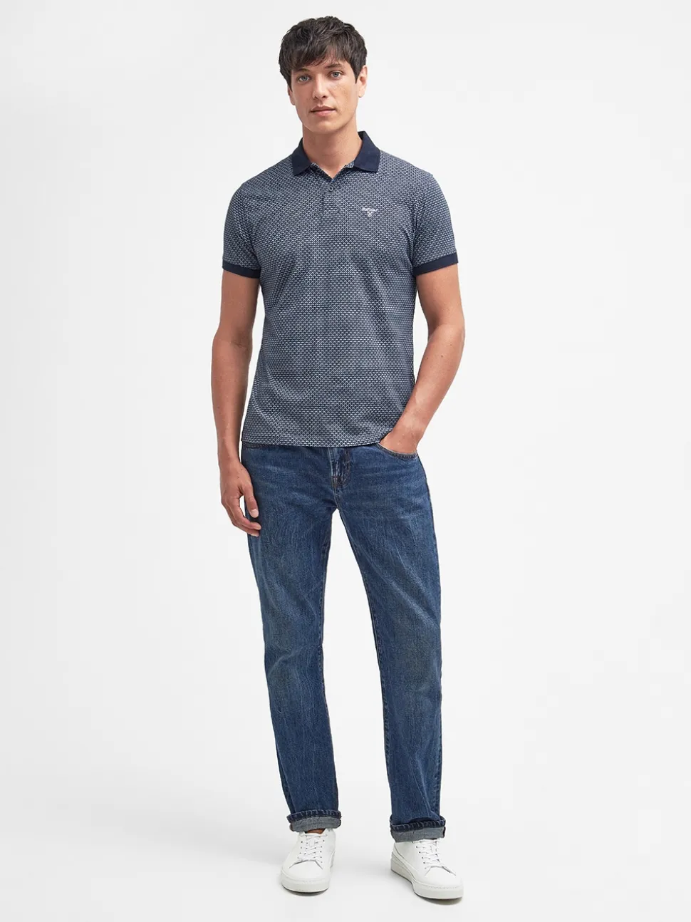Barbour Shell Printed Polo - Navy