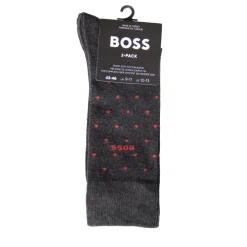Boss 2 Pack Dot Socks - Grey