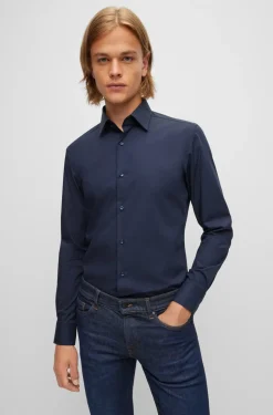 Boss H Hank Slim Fit Shirt - Dark Blue