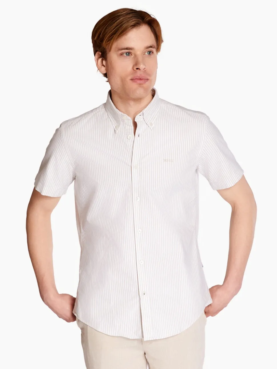 Boss H-Roan Stripe Shirt - Stone