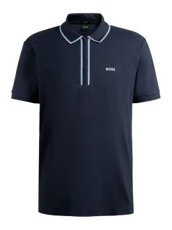 Boss Philix Tape Zip Polo - Navy