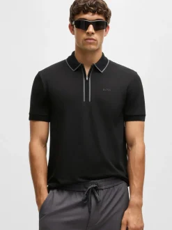 Boss Philix Tape Zip Polo - Black