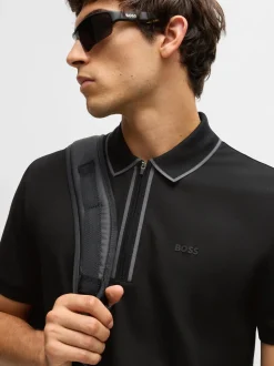 Boss Philix Tape Zip Polo - Black