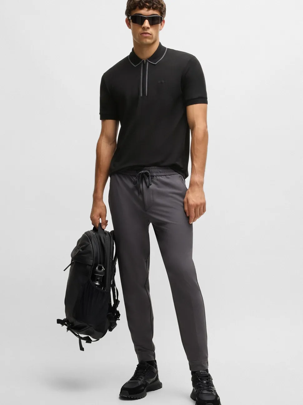 Boss Philix Tape Zip Polo - Black