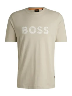 Boss Texture Logo T-Shirt - Stone