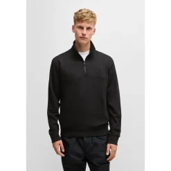Boss Ze Corduroy Quarter Zip - Black