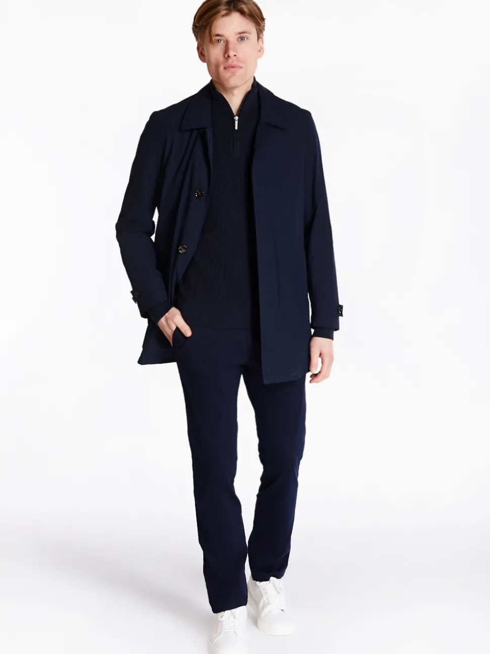 Bugatti Cotton Mac Coat - Navy