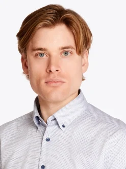 Bugatti Easy Care Geo Print Shirt - Blue