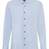 Bugatti Easy Care Micro Print Shirt - Blue