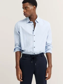 Bugatti Easy Care Micro Print Shirt - Blue