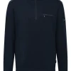 Bugatti Ribbed Quarter Zip Sweat - Navy