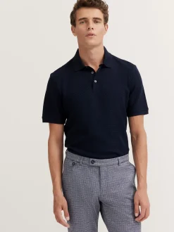 Bugatti Weave Pattern Polo - Navy