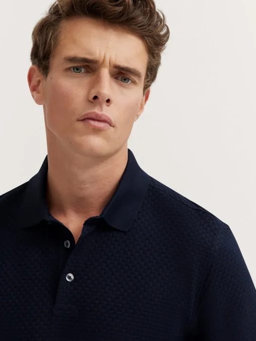 Bugatti Weave Pattern Polo - Navy