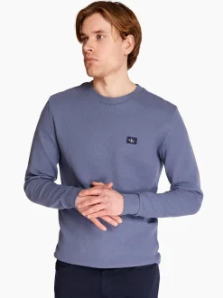 Calvin Klein Jeans Waffle Logo Long Sleeve T-Shirt - Grey