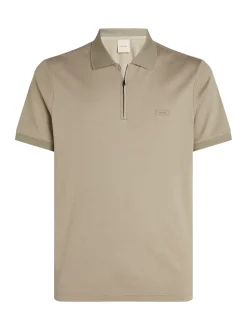 Calvin Klein Liquid Touch Welt Zip Polo - Green