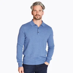 Club 1879 Leinster Cotton Cashmere Polo Knit - Blue