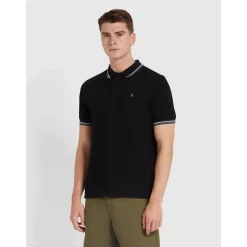 Farah Alvin Tipped Polo - Black