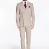 Herbie Frogg Check Double Breasted 2 Piece Suit - Stone