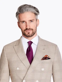 Herbie Frogg Check Double Breasted 2 Piece Suit - Stone