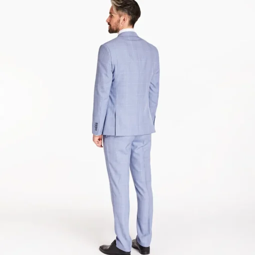 Herbie Frogg Light Check Regular Fit 3 Piece Suit - Blue