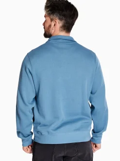 Lacoste High Neck Zipped Cotton Sweat - Blue