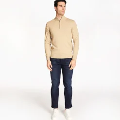 Marco Capelli Cotton Half Zip Knit - Stone