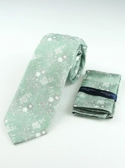 Marco Capelli Floral 7.5cm Tie With Pocket Square - Green