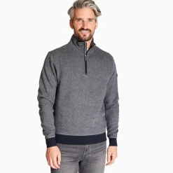 Marco Capelli Jacquard Structured Quarter Zip Sweat - Black