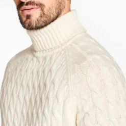 Marco Capelli Lambswool Cable Polo Sweater - White