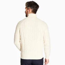 Marco Capelli Lambswool Cable Polo Sweater - White