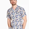 Marco Capelli Leaf Print Resort Shirt - Blue