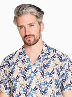 Marco Capelli Leaf Print Resort Shirt - Blue