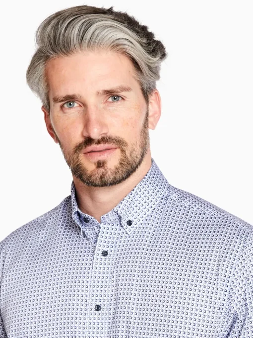 Marco Capelli Satin Stretch Graphic Print Shirt - White
