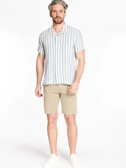 Marco Capelli Structured Stripe Cuban Collar Shirt - Blue