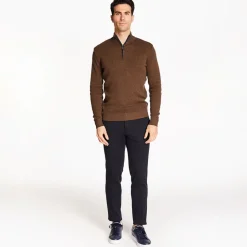 Marco Capelli Structured Two Tone Cotton Half Zip - Brown