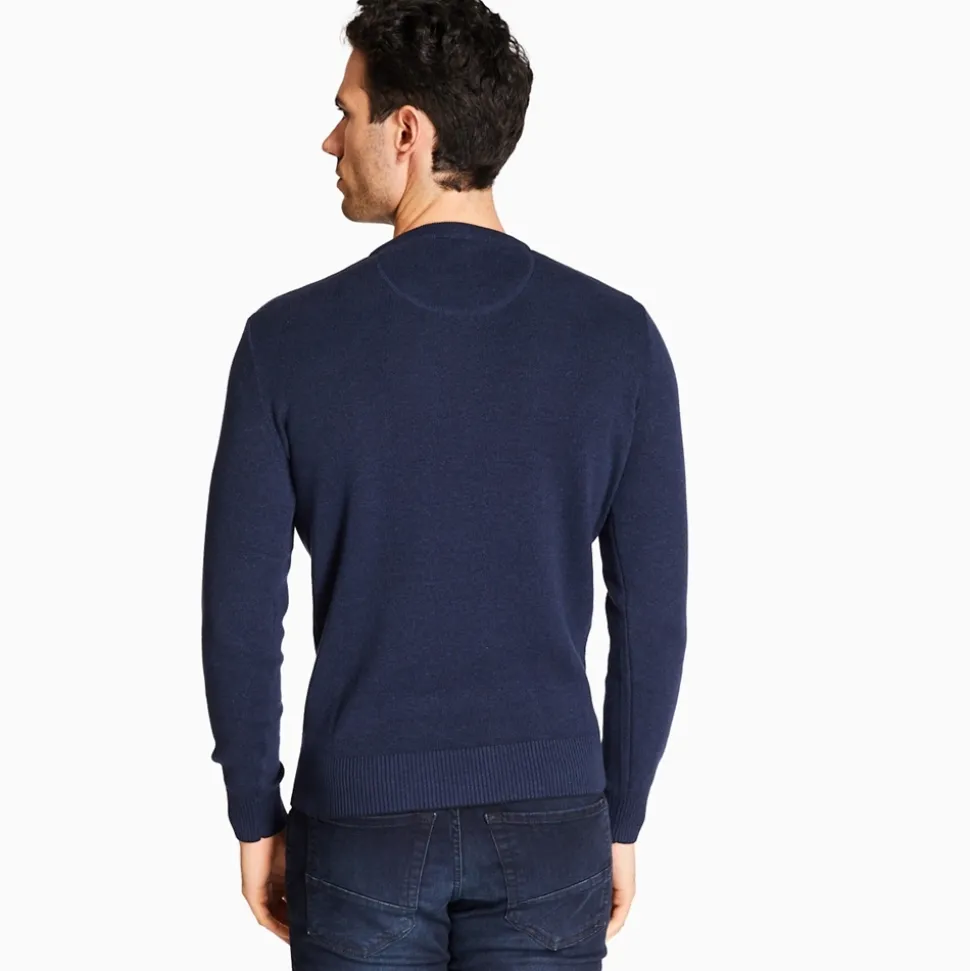 Marco Capelli Two Tone Crew Neck Knit - Navy