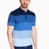 Marco Capelli Yarn Dyed Stripe Knitted Polo - Navy