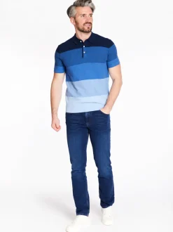 Marco Capelli Yarn Dyed Stripe Knitted Polo - Navy