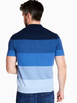 Marco Capelli Yarn Dyed Stripe Knitted Polo - Navy