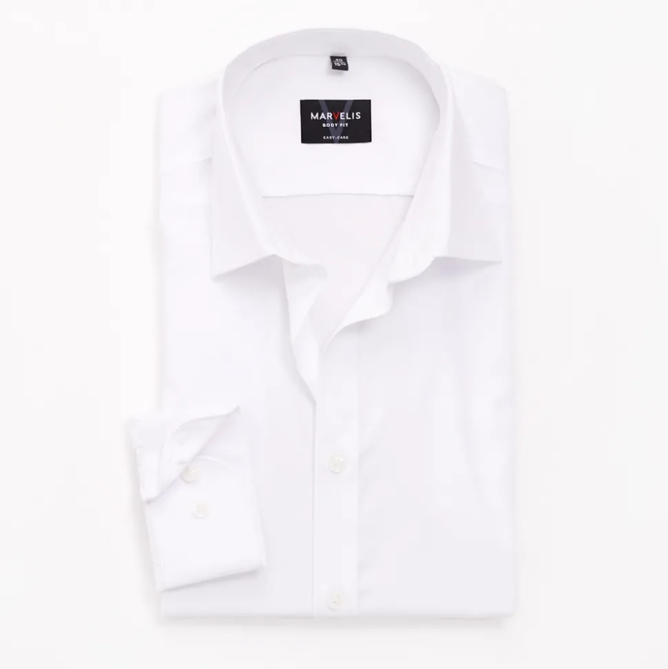 Marvelis Body Fit Easy Iron Shirt - White